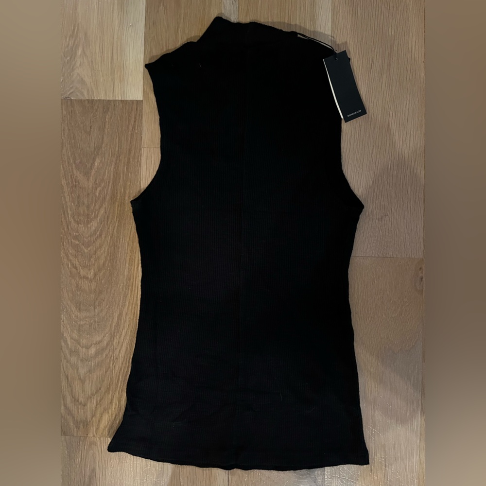 Monrow Ribbed Mock Neck Tank-Black-XS-NWT - Picture 4 of 4